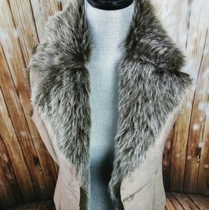 Denim co Faux fur vest